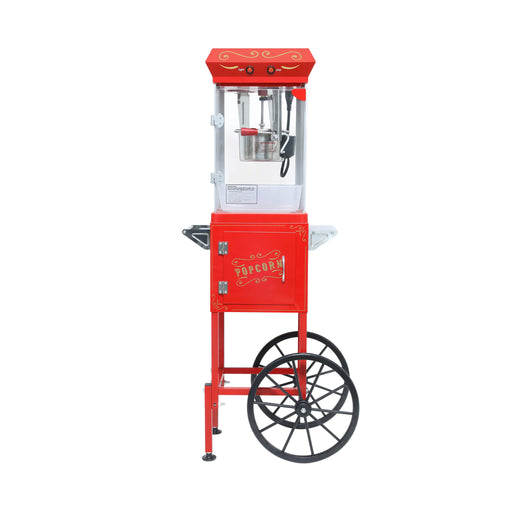 Commercial 6-Ounce Stainless Steel Vintage Popcorn Machine With Cart, Red (SAK35951) - Sweatfully