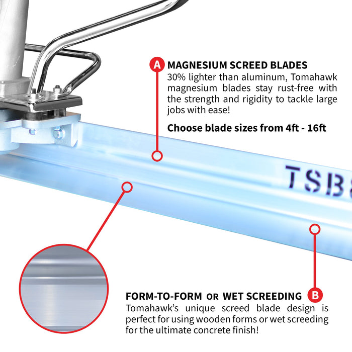 Tomahawk PRO Series Honda Concrete Power Screed Three Magnesium Blade Bundle (Choose 3 Boards) - Sweatfully