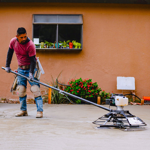 30" Portable Concrete Power Trowel with 18ft Bull Float Handle 37cc Engine - Sweatfully