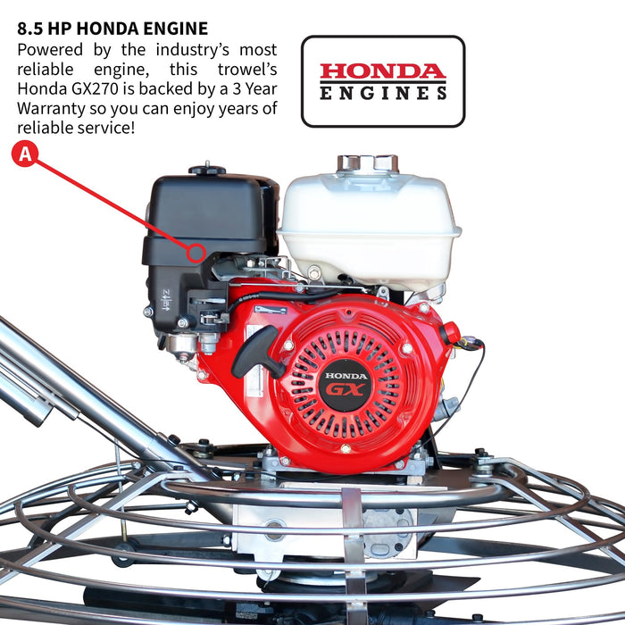 46" Concrete Power Trowel 8.5HP Honda Combo Blades and Float Pan Cement Finishing Tool - Sweatfully