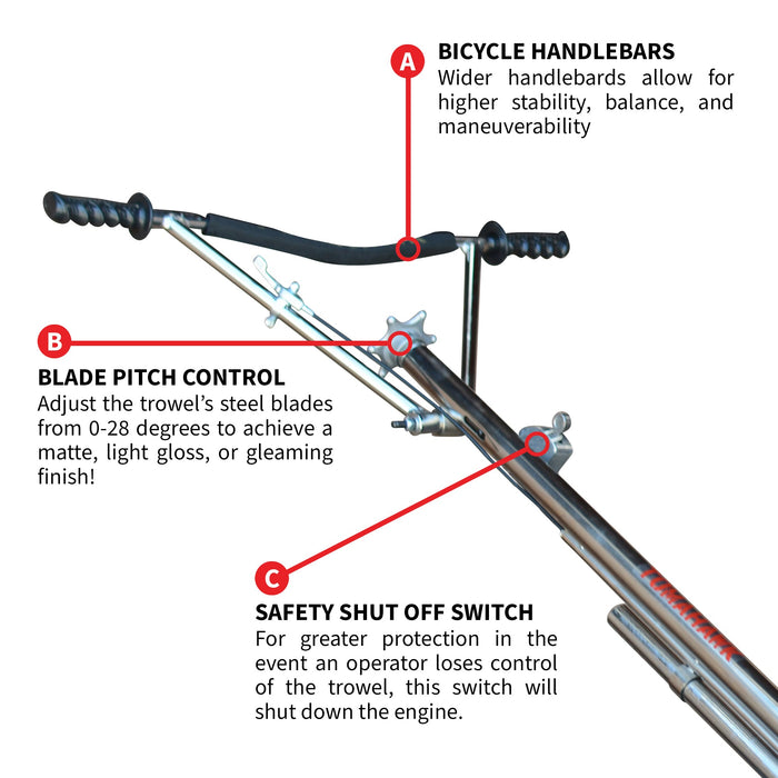 46" Concrete Power Trowel 8.5HP Honda Combo Blades and Float Pan Cement Finishing Tool - Sweatfully