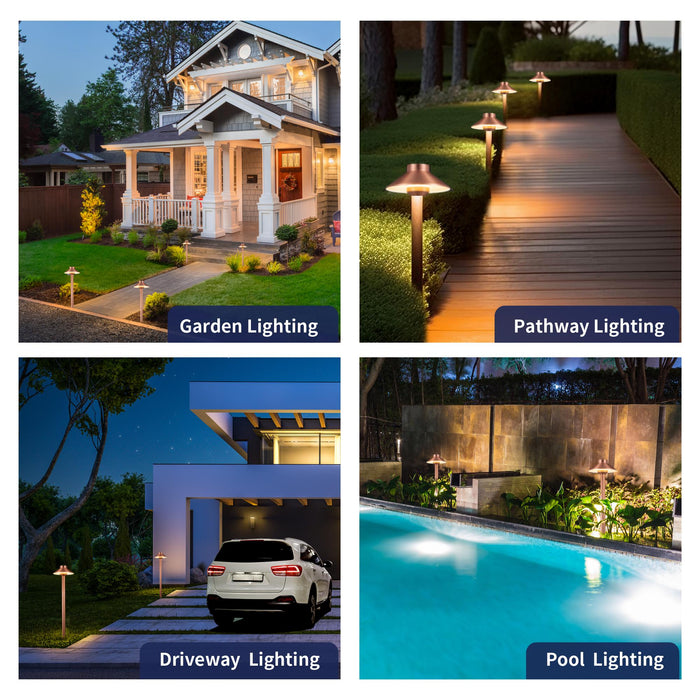 Gardenreet Solid Brass Low Voltage Landscape Pathway Light, LED Outdoor Accent Path and Area Light(Hat 2401) - Sweatfully