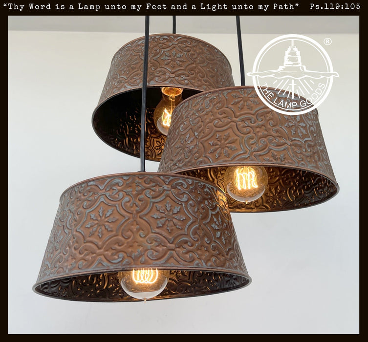 Ornate Copper CHANDELIER TRIO Light - Sweatfully