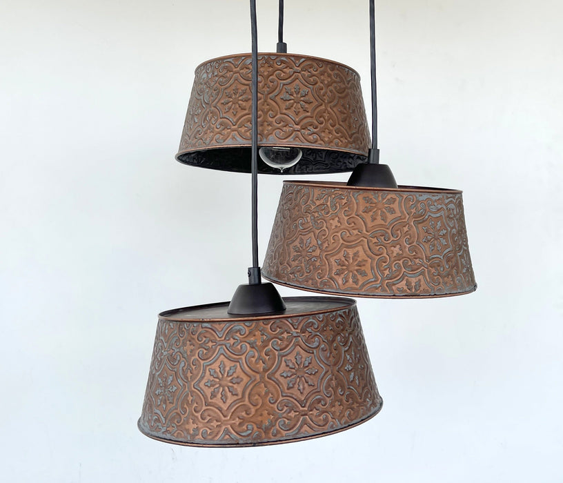 Ornate Copper CHANDELIER TRIO Light - Sweatfully