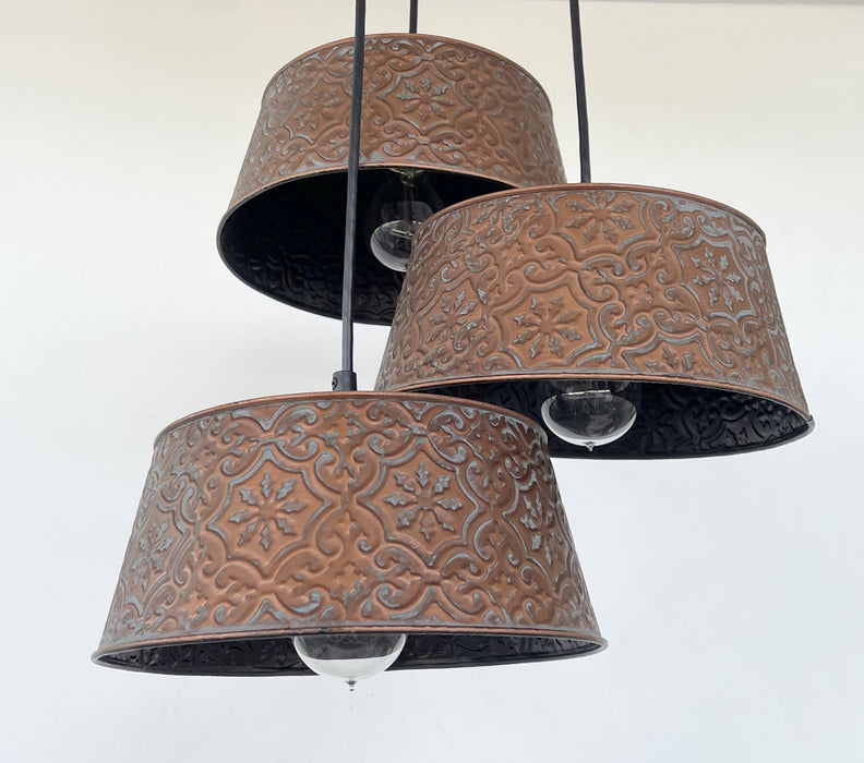 Ornate Copper CHANDELIER TRIO Light - Sweatfully