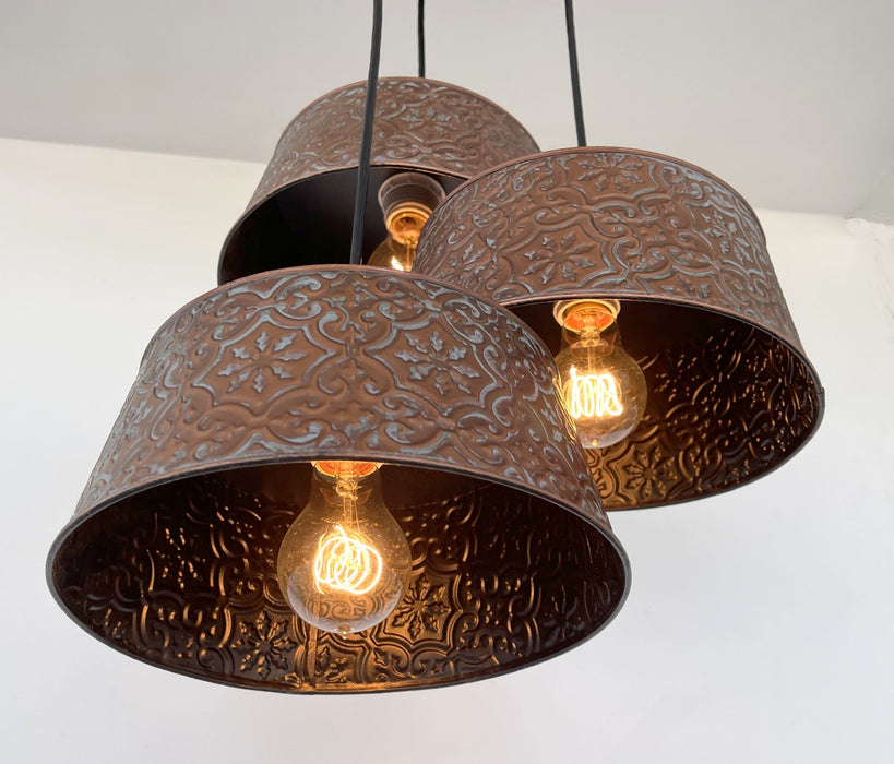 Ornate Copper CHANDELIER TRIO Light - Sweatfully