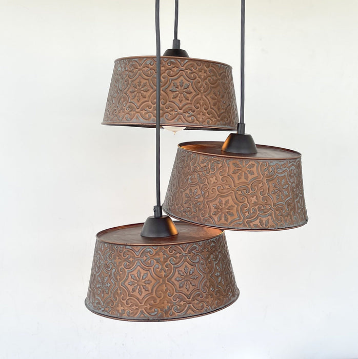 Ornate Copper CHANDELIER TRIO Light - Sweatfully