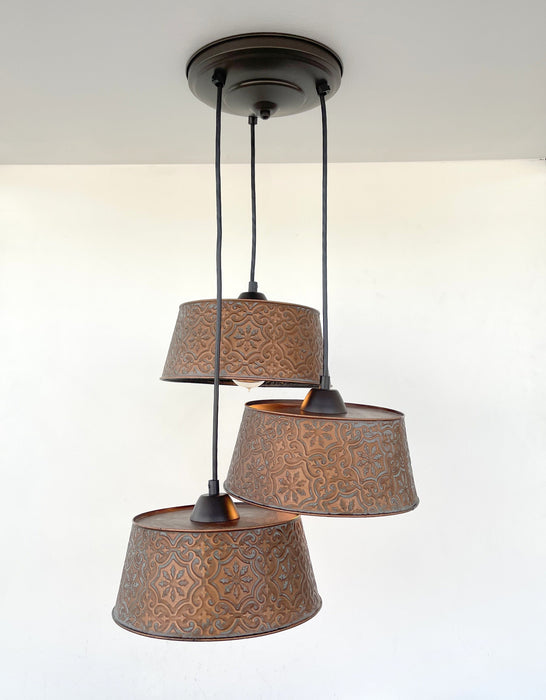 Ornate Copper CHANDELIER TRIO Light - Sweatfully