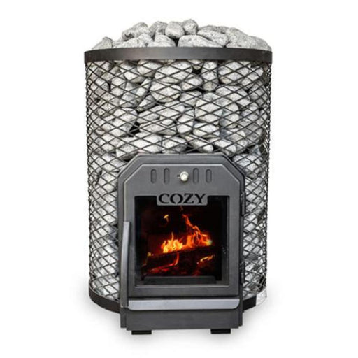 Cozy Heat O Thru-Wall Wood Burning Sauna Stove With Sauna Stones [COZY O-TW] (SAK93612) - Sweatfully
