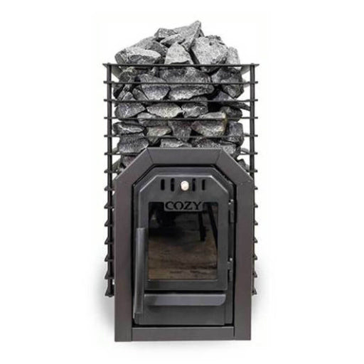 Cozy Heat Quattro Thru-Wall Square Style Sauna Stove With Sauna Stones [COZY QUATTRO TW] (SAK81754) - Sweatfully