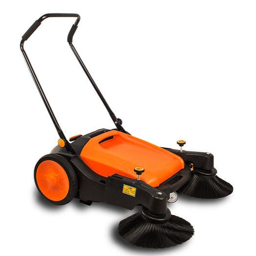 RT980 38" Manual Push Powered Floor Sweeper, 38,000 sqft/h, Triple Brushes - Sweatfully