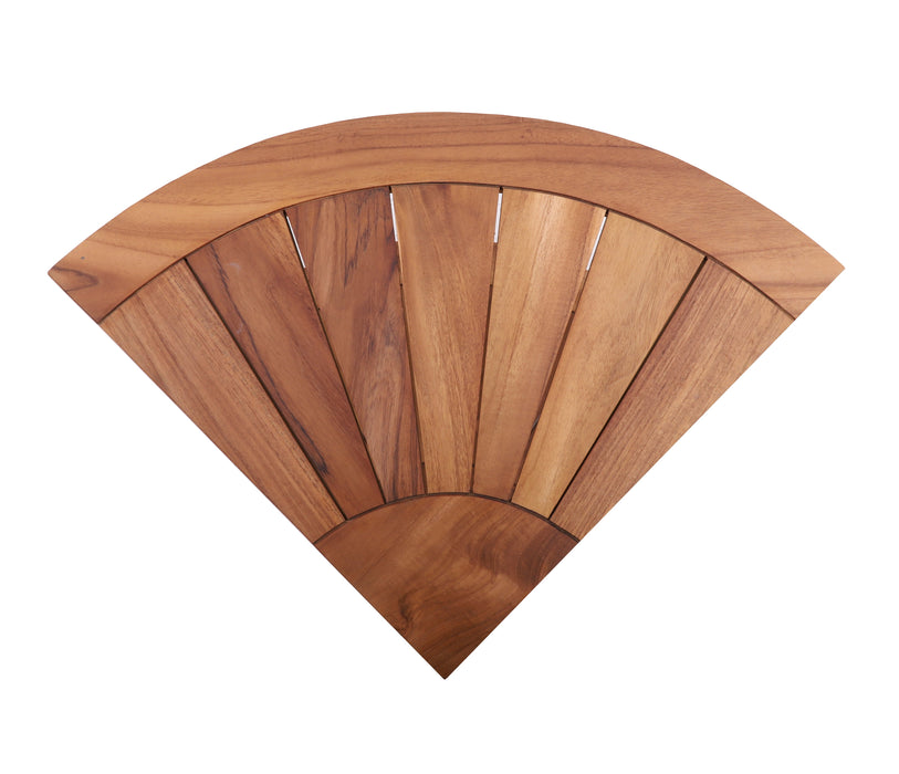 Tanzania Oiled Teak Shower and Bath Corner Stool with Shelf - 17.5" - Sweatfully