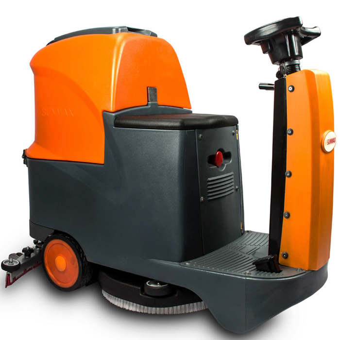 RT70 Ride-On Floor Scrubber, 48000 Sqft/H Efficiency, 18.5 Gal Tanks, 31-inch Squeegee Width - Sweatfully
