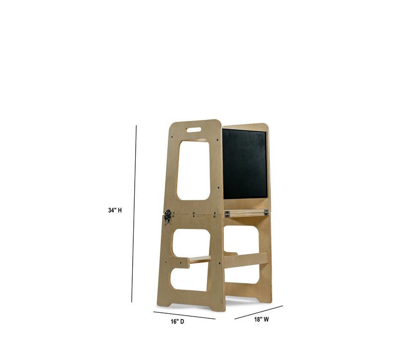 Date - 4 in 1 Kitchen Tower, Desk, Step Stool and Chalkboard - Sweatfully