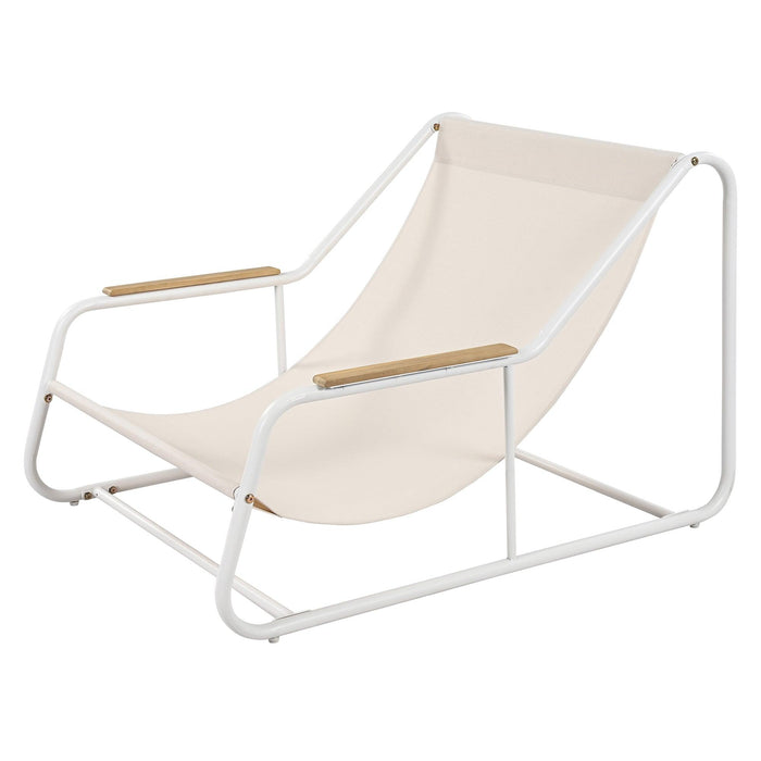 Outdoor Chaise Lounge Chairs Set of 3 with Acacia Side Table, Pool Lounge Chairs for Lawn, Deck, Beach - Sweatfully