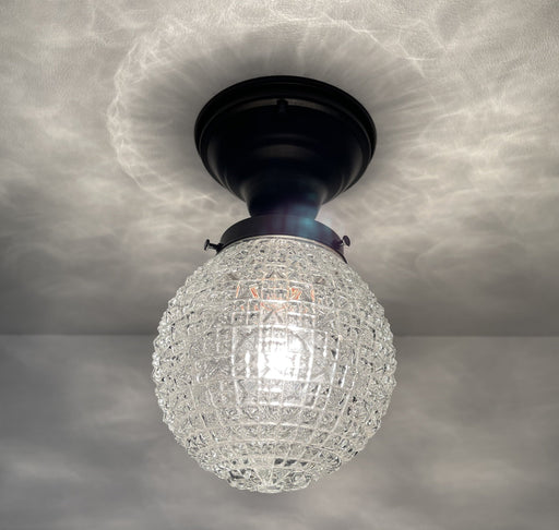 Authentic Antique Diamond Glass Ceiling Light - Sweatfully