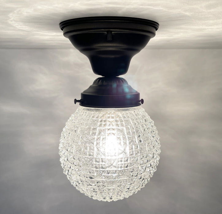 Authentic Antique Diamond Glass Ceiling Light - Sweatfully