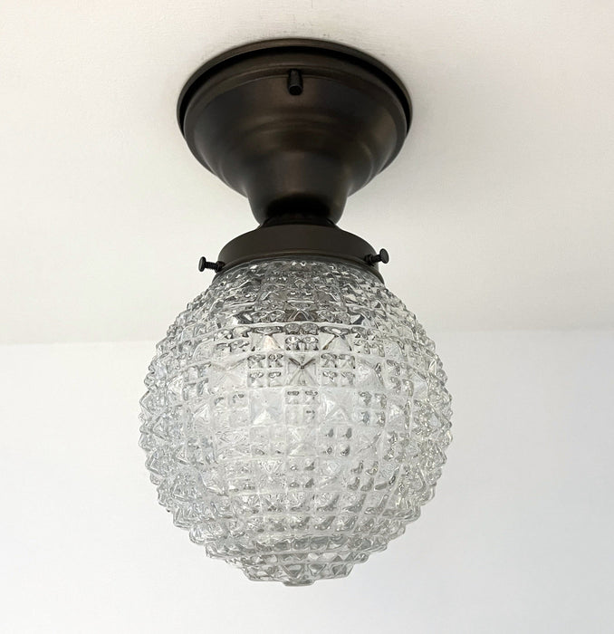 Authentic Antique Diamond Glass Ceiling Light - Sweatfully