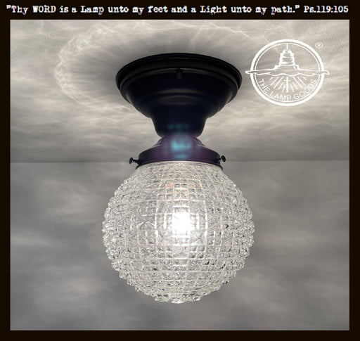 Authentic Antique Diamond Glass Ceiling Light - Sweatfully