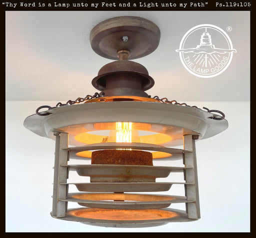 TOTALLY UNIQUE! Vintage Industrial Flush Mount Ceiling Light Rustic Distressed - Sweatfully