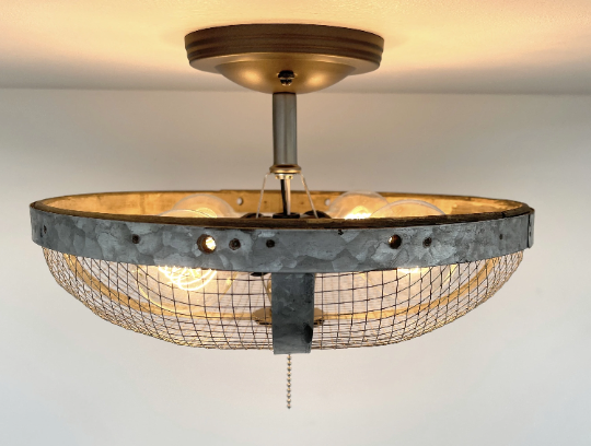 Industrial Farmhouse Screen Flush Mount Ceiling Light - Sweatfully