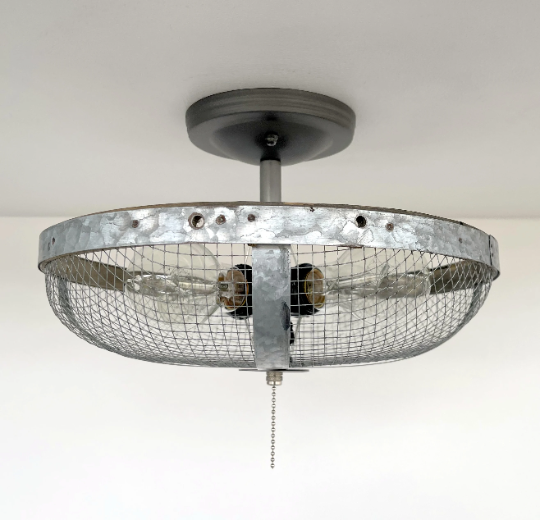 Industrial Farmhouse Screen Flush Mount Ceiling Light - Sweatfully