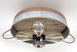 Modern Farmhouse Galvanized & Copper Tone Metal Flat Tub Ceiling Light Wood Accents - Sweatfully