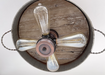 Modern Farmhouse Galvanized & Copper Tone Metal Flat Tub Ceiling Light Wood Accents - Sweatfully