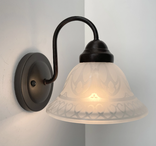 Etched Frost Milk Glass Wall Sconce Light Art Deco - Sweatfully