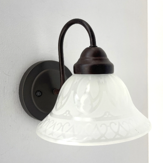 Etched Frost Milk Glass Wall Sconce Light Art Deco - Sweatfully