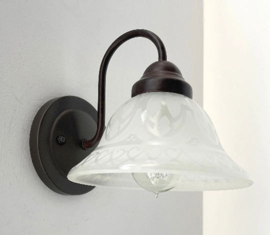 Etched Frost Milk Glass Wall Sconce Light Art Deco - Sweatfully