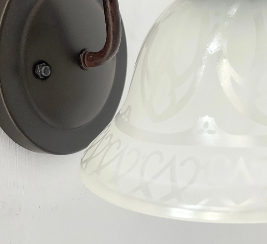 Etched Frost Milk Glass Wall Sconce Light Art Deco - Sweatfully