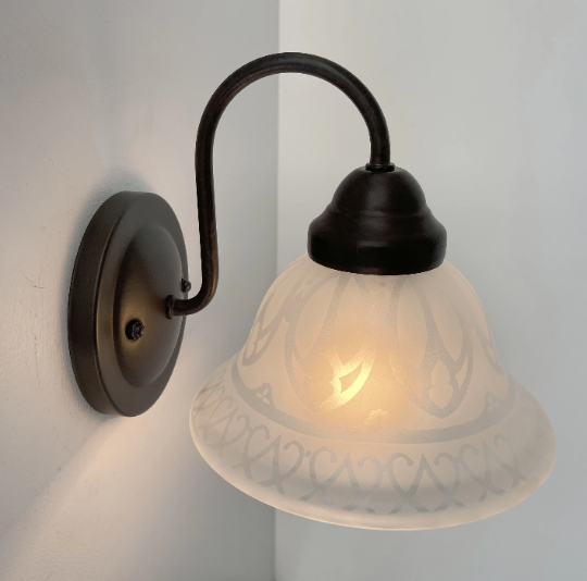 Etched Frost Milk Glass Wall Sconce Light Art Deco - Sweatfully
