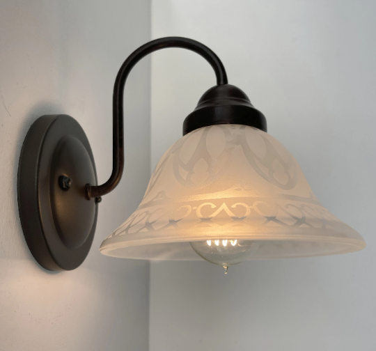 Etched Frost Milk Glass Wall Sconce Light Art Deco - Sweatfully