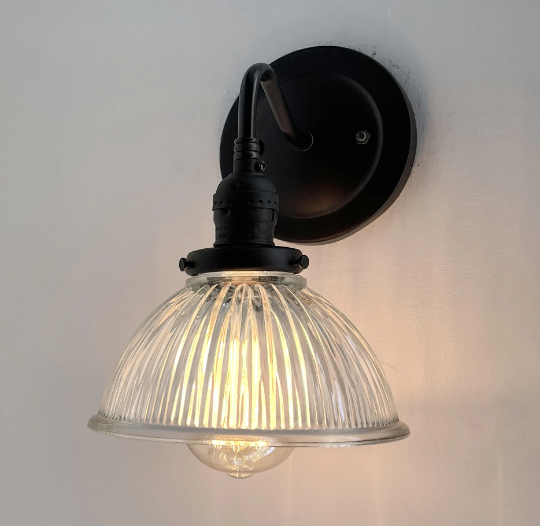 Glass Wall Sconce Light Fixture Factory Holophane Shade - Sweatfully