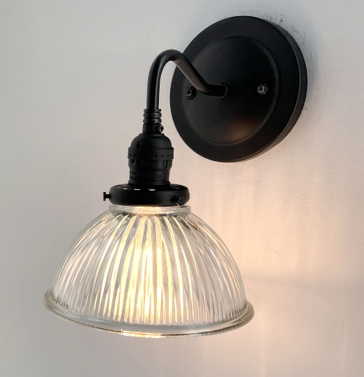 Glass Wall Sconce Light Fixture Factory Holophane Shade - Sweatfully