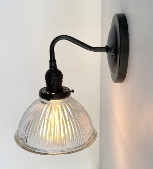 Glass Wall Sconce Light Fixture Factory Holophane Shade - Sweatfully