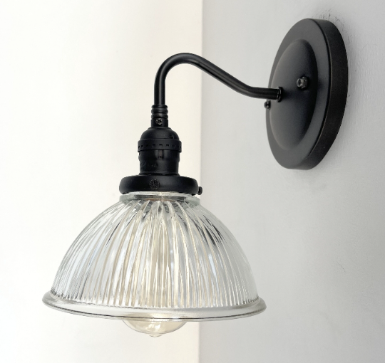 Glass Wall Sconce Light Fixture Factory Holophane Shade - Sweatfully