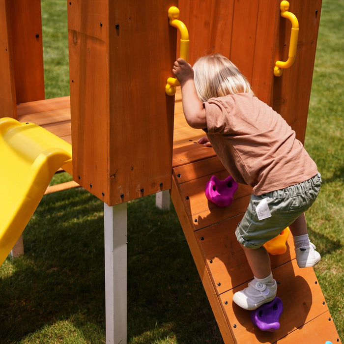 Forest Small Outdoor Toddler Swing Set | Compact Wooden Swing Frame for Babies & Kids - Sweatfully