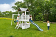 Craftsman Modern Outdoor Swing Set | Wooden Backyard Swing Frame for Kids - Sweatfully