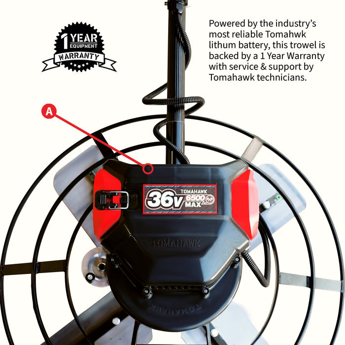 30" Battery-Powered Portable Power Trowel with 18ft Bull Float Handle - Sweatfully