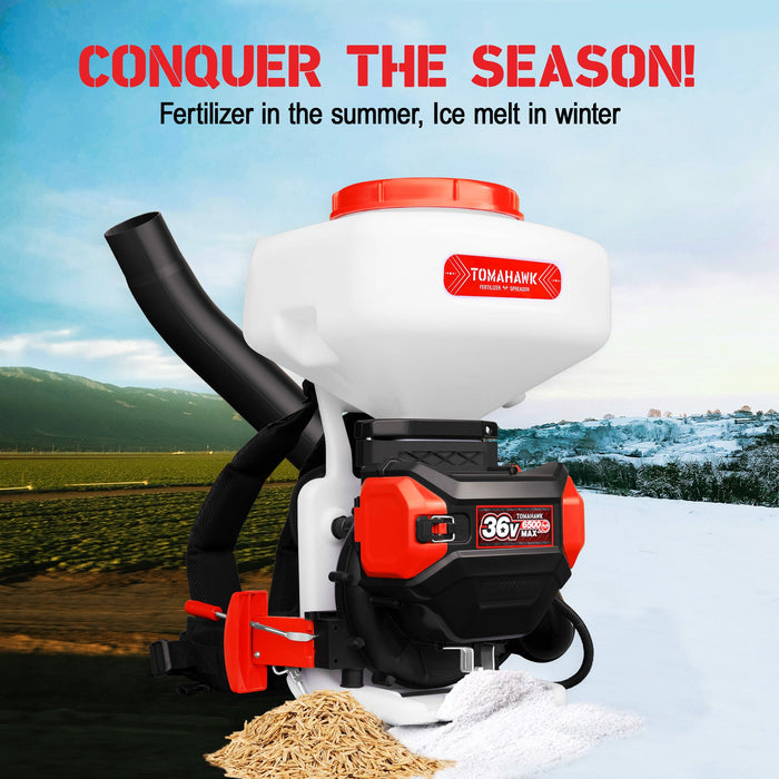 5 Gal Battery-Powered Fertilizer Spreader Broadcast Lawn Seed Ice Melt Salt - Sweatfully