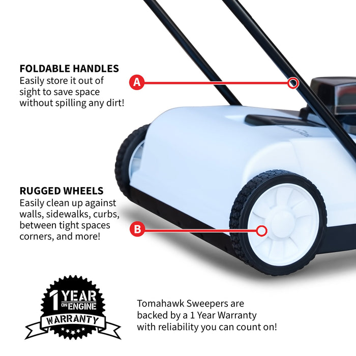22" Battery Powered Push Sweeper With Double Brush System 18V Lithium-Ion - Sweatfully