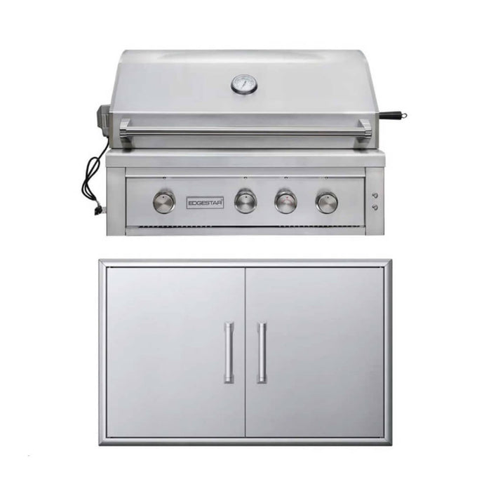 Edgestar 89K BTU 36" Wide Natural Gas Built In Grill With Insulated Jacket And Double Access Doors (SAK31258) - Sweatfully