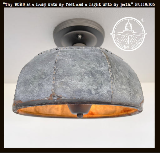 Rustic Metal Farmhouse Ceiling Light - Eight Sided - Sweatfully