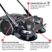 30" Battery Powered Push Sweeper with Triple Power Brooms Electric Drive and Dust Suppression - Sweatfully