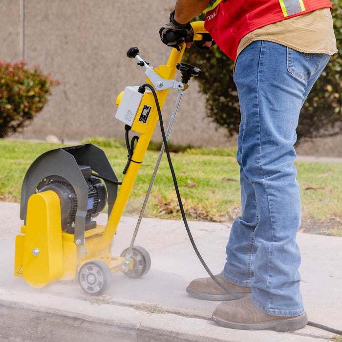 Electric 8” Concrete Scarifier Planer Grinder for Sidewalk Trip Hazard Repair, Traffic Line Removal - Sweatfully