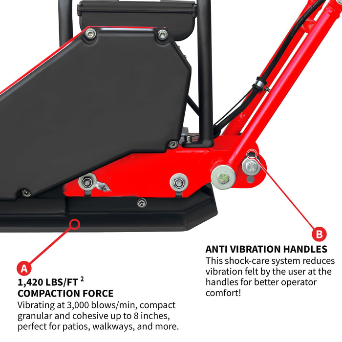 2 HP Electric Vibratory Plate Compactor Tamper for Gravel Soil Compaction - Sweatfully