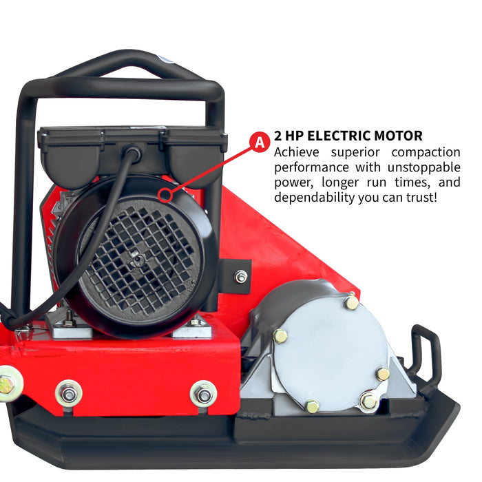 2 HP Electric Vibratory Plate Compactor Tamper for Gravel Soil Compaction - Sweatfully