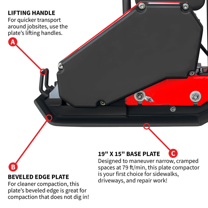 2 HP Electric Vibratory Plate Compactor Tamper for Gravel Soil Compaction - Sweatfully